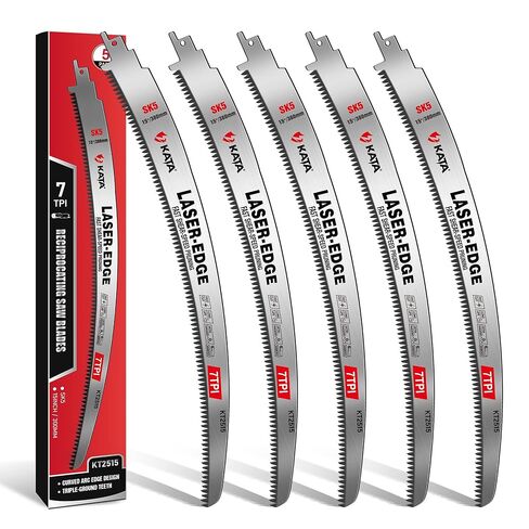 KATA 15 Inch Pruning Reciprocating Saw Blades, 7 TPI for Branches, 5 Pack | Value Pack SK5 Curved Wood Cutting Blades for Thick Branches, Green Wood, Fallen Limbs, Firewood and Property Cleanup in Saudi Arabia