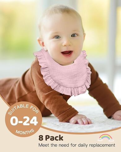 Lictin 8-Pack Muslin Baby Bibs - Bandana Drooling and Teething Bibs, Unisex Cotton in Saudi Arabia