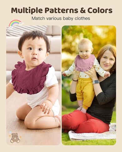 Lictin 8-Pack Muslin Baby Bibs - Bandana Drooling and Teething Bibs, Unisex Cotton in Saudi Arabia