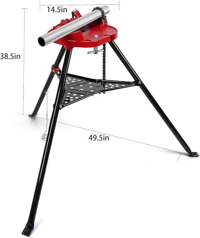 Tripod Pipe Chain Vise Stand, 1/8" -6" Capacity, Long-lasting Pipe Stand with Foldable Steel Legs for Pipe Cutting & Bending & Threading, for Pipefitters, Plumbers in Saudi Arabia
