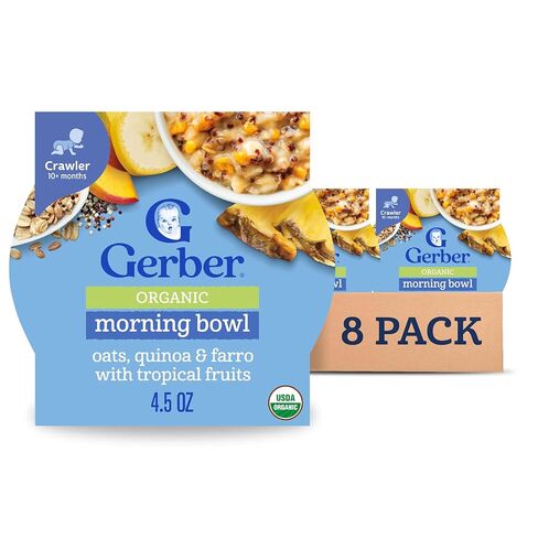 Gerber Organic Grain & Grow Morning Bowl ، الشوفان ، الكينوا الأحمر والفارو مع الفواكه الاستوائية ، 4.5 أونصة (حزمة 8) in Saudi Arabia