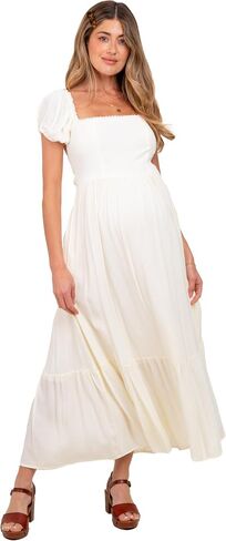 PinkBlush Ruffle Detail Square Neck Maternity Maxi Dress in Saudi Arabia