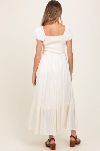 PinkBlush Ruffle Detail Square Neck Maternity Maxi Dress in Saudi Arabia