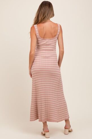 PinkBlush Blush/Lightweight Rib Fit and Flare Maternity Midi Dress in Saudi Arabia