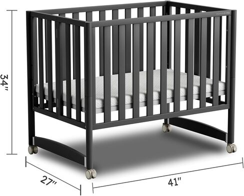 EvoNook 6-in-1 Convertible Mini Crib, 100% New Zealand Wood, 4 Adjustable Mattress Heights, Crib with Mattress, Washed Natural in Kuwait
