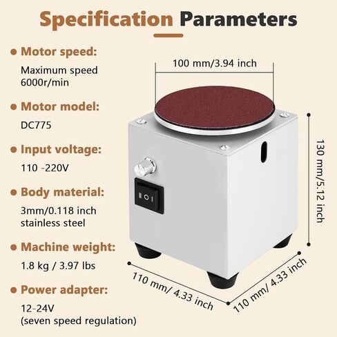 Mini Disc Sander 4 inch Small Sanding Disc Machine with Forward and Reverse switch, Stepless Speed Control in Saudi Arabia