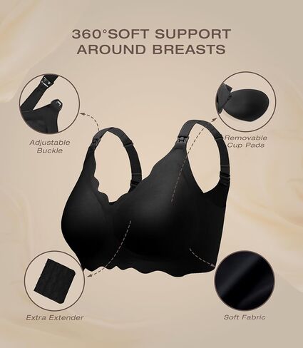 3 Pack Nursing Bras for Breastfeeding, Seamless Maternity Bra Women Pregnancy with Extra Bra Extenders & Clips in Saudi Arabia