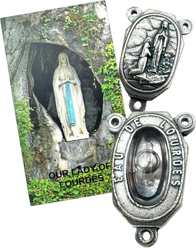 Westmon Works Lourdes Water Centrepiece Center Center Metal Rosary Center مع Card Lady Holy Card in Kuwait