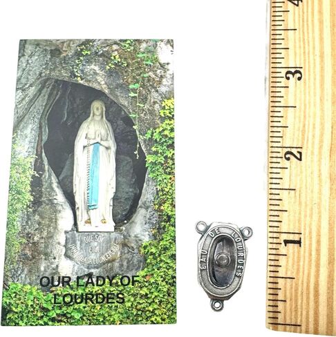 Westmon Works Lourdes Water Centrepiece Center Center Metal Rosary Center مع Card Lady Holy Card in Kuwait