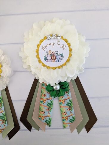 Safari Jungle Gender Neutral Baby Shower Mommy And Daddy To Be Corsage, Safari Animal Baby Sprinkle Mom And Dad Ribbon Pin Set, Jungle Animal Maternity Photo Prop Keepsake Gift in Saudi Arabia