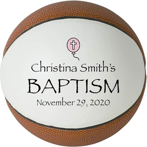 Personalized Baptism Basketball, Custom Baptism Basketball, Christening Keepsake (Mini Basketball, Pink) in Saudi Arabia