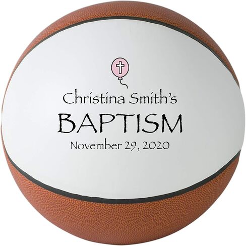 Personalized Baptism Basketball, Custom Baptism Basketball, Christening Keepsake (Mini Basketball, Pink) in Saudi Arabia