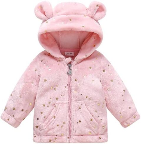 Baby Girl Winter Fleece Coat Toddler Boy Jacket Infant With Hood Warm Outerwear in Kuwait