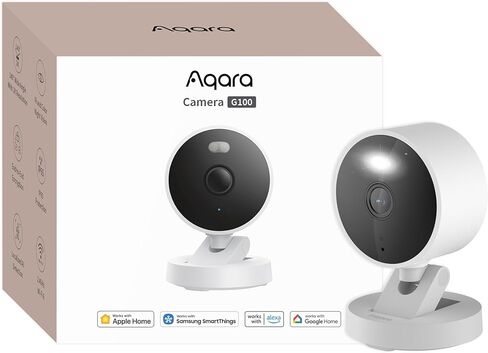 Aqara G100, 2K Indoor/Outdoor Security Camera, HomeKit Secure Video, 2-Way Audio, Spotlight Color/IR Night Vision, AI Detection, 140° FOV, Wi-Fi 6, Supports HomeKit, Alexa, Google and IFTTT, White in Kuwait