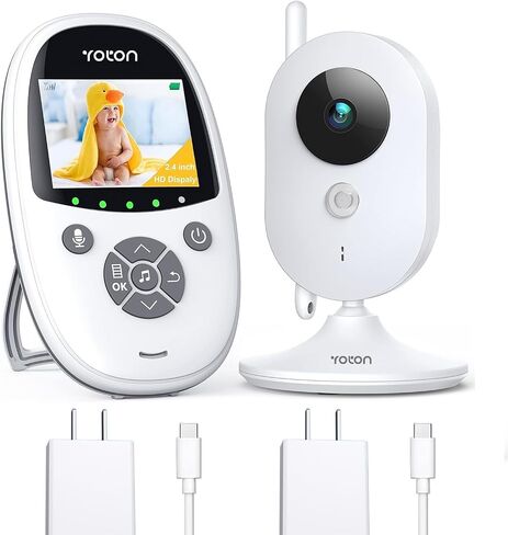 شاشة Yoton Baby Camera ، مراقبة الطفل مع رؤية ليلية للكاميرا ، لا شبكة WiFi ، كابل شحن USB-C 1.8 م ، شاشة 2.4 بوصة ، حديث ثنائي الاتجاه ، مستشعر درجة حرارة التذكير و 8 تلاشى in Saudi Arabia