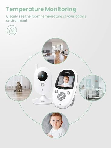 شاشة Yoton Baby Camera ، مراقبة الطفل مع رؤية ليلية للكاميرا ، لا شبكة WiFi ، كابل شحن USB-C 1.8 م ، شاشة 2.4 بوصة ، حديث ثنائي الاتجاه ، مستشعر درجة حرارة التذكير و 8 تلاشى in Saudi Arabia
