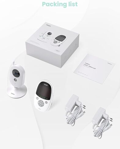 شاشة Yoton Baby Camera ، مراقبة الطفل مع رؤية ليلية للكاميرا ، لا شبكة WiFi ، كابل شحن USB-C 1.8 م ، شاشة 2.4 بوصة ، حديث ثنائي الاتجاه ، مستشعر درجة حرارة التذكير و 8 تلاشى in Saudi Arabia