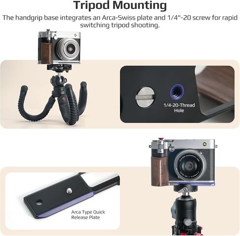 FREEWELL Premium Wooden L Bracket Handheld Grip with Quick Release Plate – Arca Compatible for Fuji GFX100RF (Silver) in Saudi Arabia