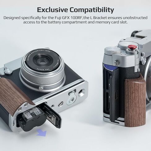 FREEWELL Premium Wooden L Bracket Handheld Grip with Quick Release Plate – Arca Compatible for Fuji GFX100RF (Silver) in Saudi Arabia