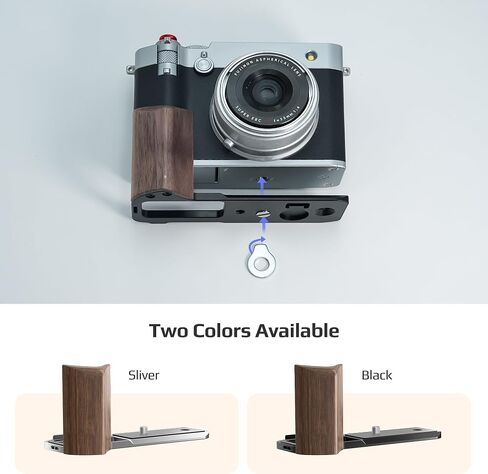 FREEWELL Premium Wooden L Bracket Handheld Grip with Quick Release Plate – Arca Compatible for Fuji GFX100RF (Silver) in Saudi Arabia