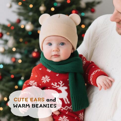 Baby Winter Beanie Hat,Kids Cute Bear Ears Soft Knit Beanie for Infant Boys Girl Warm Winter Hat Caps in Kuwait