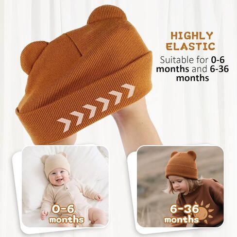 Baby Winter Beanie Hat,Kids Cute Bear Ears Soft Knit Beanie for Infant Boys Girl Warm Winter Hat Caps in Kuwait