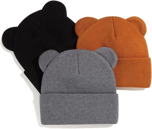 Baby Winter Beanie Hat,Kids Cute Bear Ears Soft Knit Beanie for Infant Boys Girl Warm Winter Hat Caps in Saudi Arabia