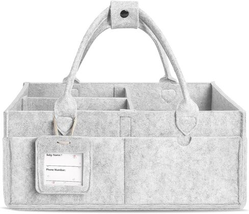 GEMII DIAPER CADDY Organizer - منظم كبير للأطفال مع مقبض مع فتى أو فتاة أساسيات حديثي الولادة (دقيق الشوفان ، كبير) in Kuwait