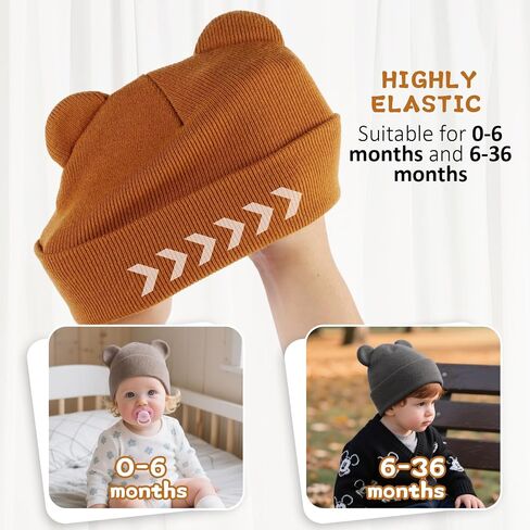 Baby Winter Beanie Hat,Kids Cute Bear Ears Soft Knit Beanie for Infant Boys Girl Warm Winter Hat Caps in Saudi Arabia