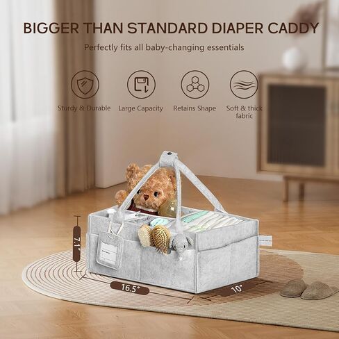 GEMII DIAPER CADDY Organizer - منظم كبير للأطفال مع مقبض مع فتى أو فتاة أساسيات حديثي الولادة (دقيق الشوفان ، كبير) in Kuwait