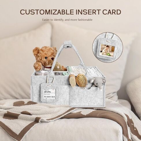 GEMII DIAPER CADDY Organizer - منظم كبير للأطفال مع مقبض مع فتى أو فتاة أساسيات حديثي الولادة (دقيق الشوفان ، كبير) in Kuwait