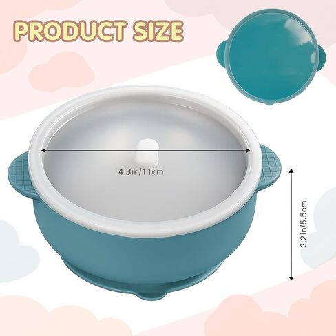 Baby & Toddler Bowls | البقاء شفطا | السيليكون والفولاذ المقاوم للصدأ مع أغطية مختومة تسرب (مجموعة من 3) | أوعية طعام الأطفال المحمولة in Saudi Arabia