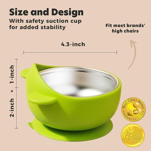 Stainless Steel Baby Bowls with Suction, 2-in-1 Toddler Feeding Set SUS304 Non-Toxic | Unbreakable & Anti-Scald | Super Strong Suction Base | Dishwasher Safe | Perfect Baby Gift - 2Pack 28.9 in Saudi Arabia