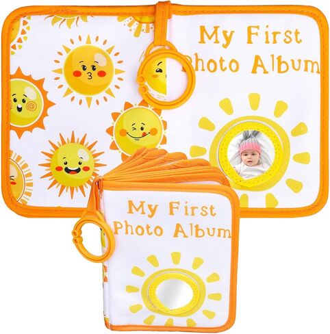 Sun Baby's Family Album Cute Clit Cartoon Sun Photo ألبوم محتجز 4 × 6 "صور قطعة قماش ناعمة مع مرآة أمان لطفل دش الأطفال حديثي الولادة in Kuwait