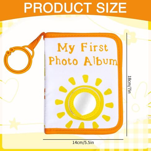 Sun Baby's Family Album Cute Clit Cartoon Sun Photo ألبوم محتجز 4 × 6 "صور قطعة قماش ناعمة مع مرآة أمان لطفل دش الأطفال حديثي الولادة in Kuwait