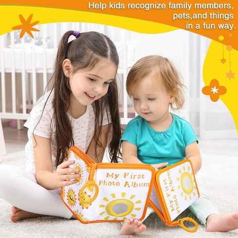 Sun Baby's Family Album Cute Clit Cartoon Sun Photo ألبوم محتجز 4 × 6 "صور قطعة قماش ناعمة مع مرآة أمان لطفل دش الأطفال حديثي الولادة in Kuwait