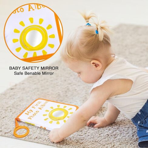 Sun Baby's Family Album Cute Clit Cartoon Sun Photo ألبوم محتجز 4 × 6 "صور قطعة قماش ناعمة مع مرآة أمان لطفل دش الأطفال حديثي الولادة in Kuwait