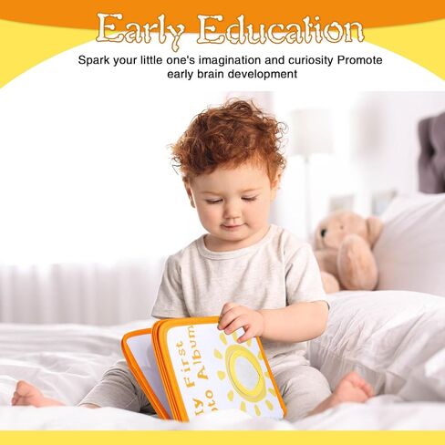 Sun Baby's Family Album Cute Clit Cartoon Sun Photo ألبوم محتجز 4 × 6 "صور قطعة قماش ناعمة مع مرآة أمان لطفل دش الأطفال حديثي الولادة in Kuwait