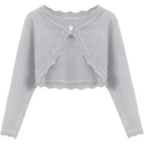 Arshiner Girls Open Front Bolero Shrug Kids Long Sleeve Cropped Elegant Cardigan Knit Sweater in Saudi Arabia
