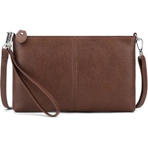 befen Genuine Leather Wristlet Clutch Wallet Purses Small Crossbody Bags Shoulder Handbag for Women, Silver Zipper in Saudi Arabia