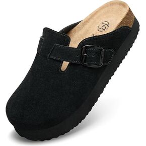 Platform Clogs for Women Arch Support Suede Clogs Soft Mules Potato Shoes with Adjustable Buckle Casual Slipper Sandals for Indoor Outdoor in Saudi Arabia
