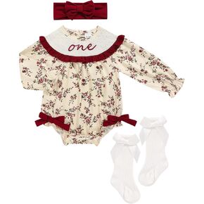 GRNSHTS Baby Girl 1st Birthday Outfits One Year Old Printed Romper Embroidery Bodysuit Cake Smash Clothes in Saudi Arabia