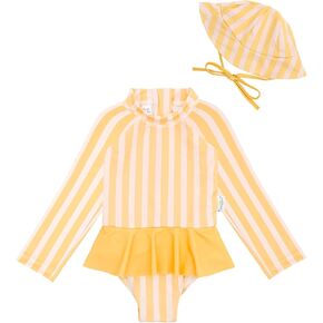 babygoal Infant Baby Girl One-Piece Swimsuit Long Sleeve Rash Guard with Hat for UPF 50+ Sun Protection in Kuwait