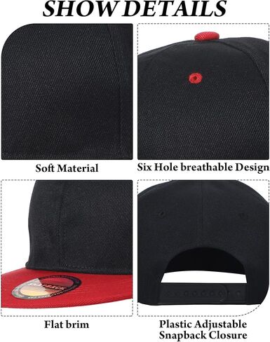 15 Pack Snapback Hats for Men Hip Hop Style Hats Solid Baseball Hats Adjustable Snapback Cap Flat Brim Baseball Caps in Kuwait