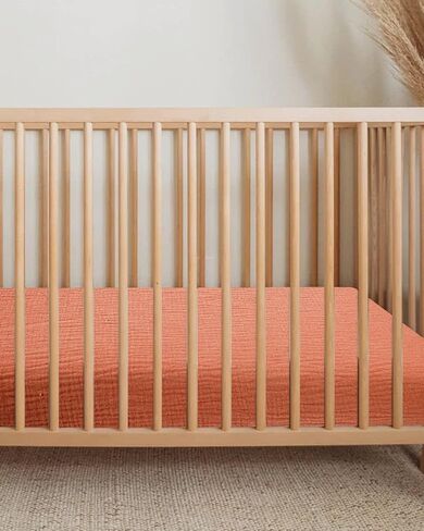 Muslin Bedside Bassinet Sheets 2 Pack, 33x20 Fitted Ultra Soft & Breathable Bedside Sleeper Sheets, Ideal for Baby Girl and Boy, Perfect for Newborns (Vintage Blossom & Pink) in Saudi Arabia