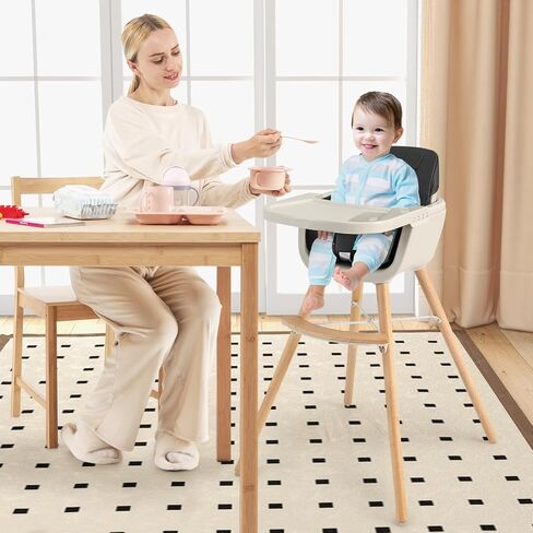 كرسي Honey Joy High ، 3 في 1 ، وتنمو على كرسي على كرسي/معزز/معزز ، كرسي صغير مع صينية قابلة للإزالة ، وتسخير من 5 نقاط ، ووسادة بو ومسند قدم للطفل ، وكرسي مرتفع للأطفال والأطفال الصغار (البيج) in Kuwait