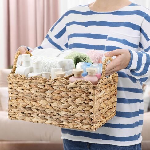 chunful 1 pack wicker diaper caddy orgenizer edged edge 9.5 × 13.5 × 7 بوصات سلة راتان منسوجة سلة طبيعية منظم مصنوعة يدويًا للهدف من هدايا استحمام الطفل حديثي الولادة in Saudi Arabia