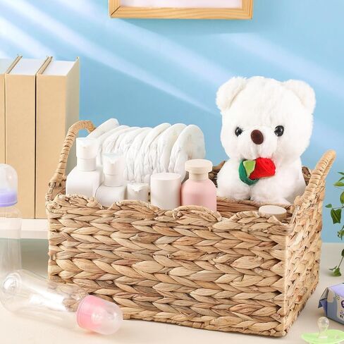 chunful 1 pack wicker diaper caddy orgenizer edged edge 9.5 × 13.5 × 7 بوصات سلة راتان منسوجة سلة طبيعية منظم مصنوعة يدويًا للهدف من هدايا استحمام الطفل حديثي الولادة in Saudi Arabia