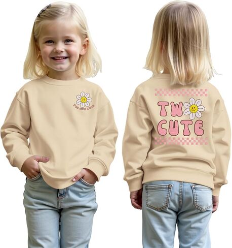 CM C&M WODRO Toddler Girl 2nd Birthday Sweatshirt I’M Two Cute Birthday Pullover Shirt Baby Crewneck Long Sleeve Fall Outfit in Saudi Arabia
