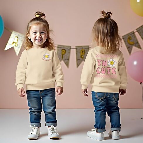 CM C&M WODRO Toddler Girl 2nd Birthday Sweatshirt I’M Two Cute Birthday Pullover Shirt Baby Crewneck Long Sleeve Fall Outfit in Saudi Arabia